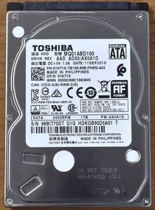 ★1円スタート★ TOSHIBA MQ01ABD100 [1TB 2.5インチ 9.5mm SATA HDD 2018年製 使用時間 957H (Cristal DiscInfo 正常) (管:KH498