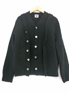 BLACK COMME des GARCONS ブラック コムデギャルソン デザインニットカーディガン ブラック 毛100% S 1F-N001 AD2020