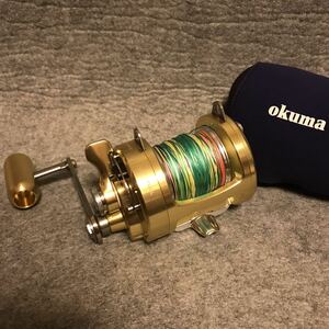 ※動作快調 美品 okuma TITUS GOLD TG15 オクマ タイタス レバードラグリール 相模湾 カツオ キハダ コマセ PE8号-385ｍ PE10号-325mサイズ