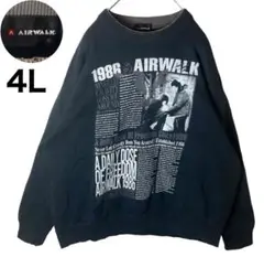 90s古着AIRWALKでかロゴ×英字×フォトプリントブラックスウェット4L