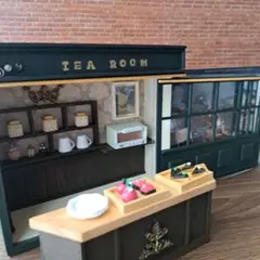 180 ミニチュアTEA ROOM ミニチュアカフェ ドールハウス ハンドメイド