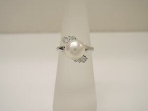 【新品仕上げ済】 ミキモト MIKIMOTO K14WG パール8mm ダイア リング 指輪 約13.5号 ホワイトゴールド 真珠 ランクA BRJ・ジュエリー