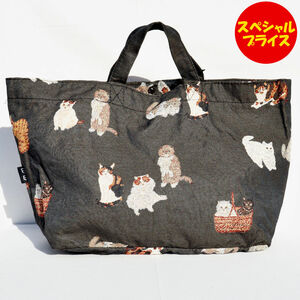 m.m 松尾ミユキ Matsuo Miyuki トートバッグ Boat and Tote Cats BK ねこ 猫 110383　ブラック