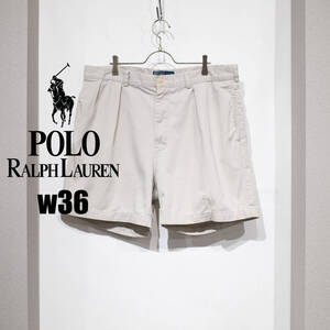 W36 / 90s POLO RALPH LAUREN ポロ ラルフローレン ポロチノ ツータック ハーフパンツ ショートパンツ ANDREW PANT アンドリュー ベージュ