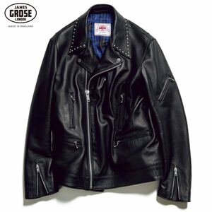 uniform experiment JAMES GROSE LEATHER RIDERS JACKET 羊革 ライダースジャケット L 44 スタッズ ユニフォーム エクスペリエント