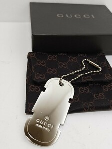 1円【美品/箱付】GUCCI グッチ ドッグタグ チャーム キーリング シルバーカラー