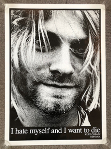 ■90’s ヴィンテージ 新品 デッドストック NIRVANA KURT COBAIN Tribute I hate myself… ポスター カートコバーン ニルバーナ