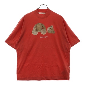 Palm Angels パームエンジェルス Crimson T-shirt with Bear print フロントプリントロゴ 半袖Tシャツ カットソー ピンク