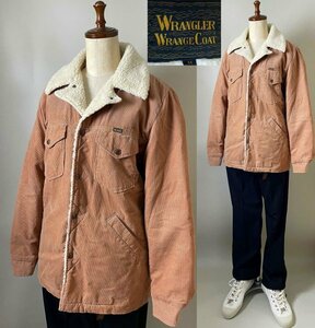 ★【名作 定番 近年ビンテージ】 Wrangler ラングラー WT0001 ボア ランチ コート コーデュロイ ジャケット Mサイズ ベージュ ピンク系