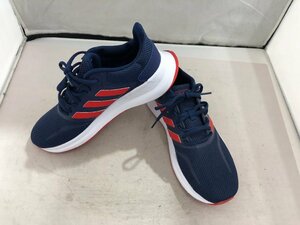 【adidas】アディダス　レディススニーカー　ネイビー×レッド　合成繊維　24.5cm　SY02-GYW