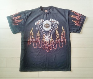 ★［ XL ］「 ハーレー motor harley-davidson cycle v2 engine バイク ビンテージスタイル プリント Tシャツ 」新品