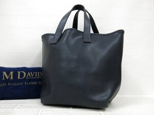 ◆超美品◆J&M DAVIDSON ジェイアンドエムデヴィッドソン◆カーフ レザー 本革◆ハンド バッグ◆ネイビー ゴールド金具◆腕掛け◆A9818