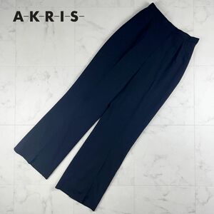 美品 AKRIS アクリス サイドジップ ストレートスラックスパンツ ボトムス レディース 黒 ブラック サイズS*JC47