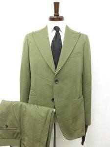 超美品【スーツセレクト SUIT SELECT】SLJP1960 マルゾット生地 2ボタン スーツ (メンズ) sizeAB5 カーキ系 ナチュラルな織柄◯32RMS0639◯