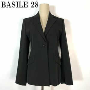 BASILE 28バジーレベントットテーラードジャケットブラックTRUSSARDI カジュアル ベルト付き ポケット有 インナー取り外し可能 40 B5430