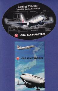 エアライン製スッテカー　JAL EXPRESS　B737-800 画像１：スペック表示 画像３：日本地図＋フライト　２種各1枚　　　　　 