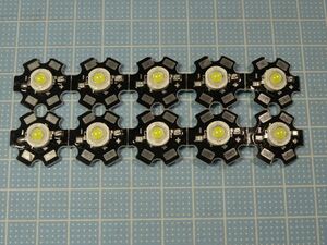 ● ３W白色LED 6500K ヒートシンク付　10個セット 【送料140円～】018