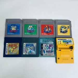 1円出品 GB ゲームボーイ ポケットモンスター金・銀・クリスタル・赤・青・緑・ピカチュウ・ピンボール 8個セット・まとめソフトのみ　起動