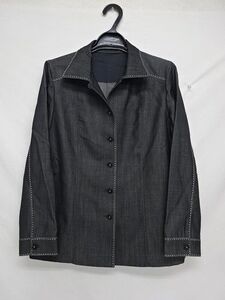 【Leilian】レリアン　 LANIFICIO F.LLI CERRUTI ステッチ　シャツジャケット