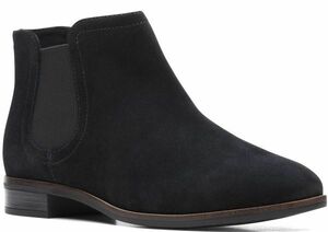 送料無料 Clarks 26cm チェルシー サイドゴア ブーツ ブラック スエード 黒 レザー ヒール ドレス スニーカー パンプス AAA12