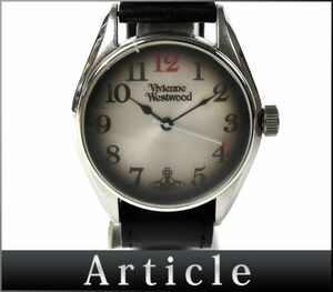 186973☆美品 動作確認済 Vivienne Westwood ヴィヴィアンウエストウッド メンズウォッチ 腕時計 クォーツ VV012BK SS レザー/ D