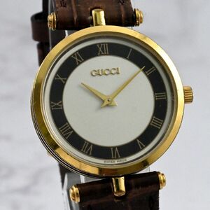 GUCCIグッチ SHELLY LINE 30mm Black Roman Dial VINTAGE WATCH SWISS MADE QUARTZ $N45-74-7