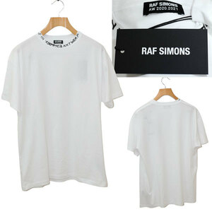 ★【送料無料 新品】20AW RAF SIMONS ラフシモンズ 衿プリント KIDSINANTWERP オーバーサイズ クルーネックTシャツ サイズM ホワイト 半袖