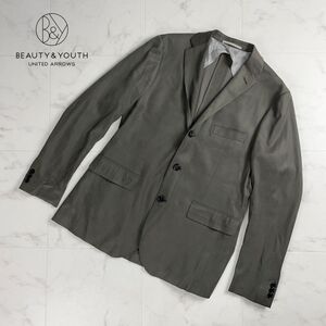 美品 BEAUTY&YOUTH UNITED ARROWS ビューティーアンドユース テーラードジャケット 背抜き メンズ カーキ サイズ48*QC1355