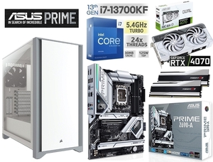 ■《第13世代》Core intel i7-13700KF/RTX4070/水冷/Z690/DDR5 32GB/M.2SSD 1TB/750W/Win11 Pro/Office2021 ゲーミングPC