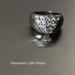 1.58ct 天然 ダイヤモンド ワイド リング ラウンドブリリアント カット pt 900 12～13号 14.5g レディース メンズ アクセサリー 貴金属