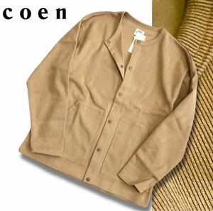 ▲B262新品【メンズM】 UNITED ARROWS コーエン スウェードクルーネック カーディガン coen ボンディング 丸首 スエード　2