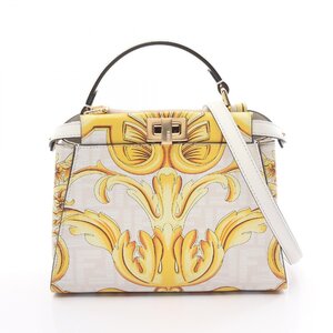 フェンディ FENDI × VERSACE FENDACE フェンダーチェ ミニピーカブー ブランドオフ FENDI レザー ハンドバッグ