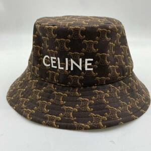 【美品・現行】 CELINE セリーヌ バケットハット 帽子 キャップ トリオンフ ロゴ 刺繍 ユニセックス 