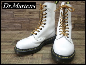 ◆ 美品 Dr.Martens ドクターマーチン 1490 10ホール 編み上げ レースアップ ホワイト スムース レザー ブーツ 10 EYE BOOTS 白 UK6 25.0cm