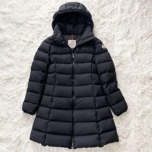 1円〜 MONCLER モンクレール GIE ジエ フード着脱可能 2way ダウンコート ジャケット Aライン ロゴワッペン ブラック 黒 レディース 1 S〜M