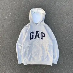 90s OLD GAP パーカー グレー 刺繍ロゴ 裏起毛 XL