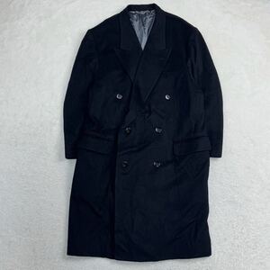 【繊維の宝石】WOOLEXPO vintage カシミヤ100% カシミヤコート ロングコート 紳士服 ブラックコート 高級 上質 メンズ フリーサイズ