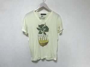 本物ドルチェ&ガッバーナDOLCE&GABBANAコットン Vネック半袖Tシャツアメカジサーフビジネスメンズイエロー44Sイタリア製