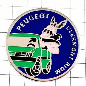 ピンバッジ・プジョー緑の車ガリア人が窓から見を乗りだす PEUGEOT FRANCE◆フランス限定ピンズ◆レアなヴィンテージものピンバッチ