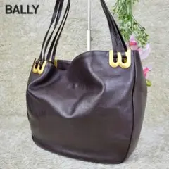 BALLY トートバッグ レザー 金具 ダークブラウン