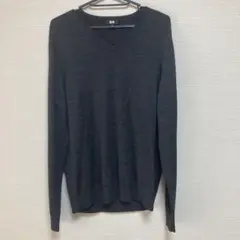 UNIQLO メンズ Vネックセーター L ダークグレー