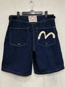 ※EVISU エヴィス エビス LOT 2200 カモメペイント ハーフショート デニムパンツ 日本製 濃紺 32 　　　　　　　　　 　 BJBD.AA