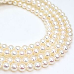 美品!!テリ抜群!!＊MIKIMOTO(ミキモト)K14WGアコヤ本真珠ロングネックレス＊j 61.8g 109.0cm 6.0~6.5mm珠 pearl jewelry necklace EF5/FA2