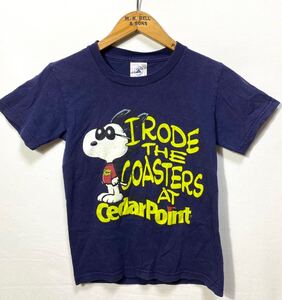 ■ 子供用 00s DELTA スヌーピー × Cedar Point イラスト スーベニア Tシャツ 古着 サイズS ネイビー アミューズメントパーク アメカジ ■