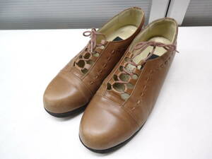 SANZE■22.5cm■レースアップシューズ コンフォート パンプス■BROWN/ブラウン/茶■#20514MK568_22