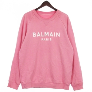 バルマン BALMAIN 21AW スウェット トレーナー ロゴ プリント 裏毛 ピンク L ☆AA★ ■ECS メンズ レディース