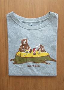 ◆mont-bell◆モンベル 半袖Tシャツ 140cm 　グレー　キッズ　キャンプをする熊　アウトドアスタイル