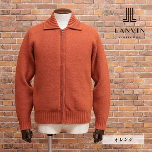 1円/秋冬/LANVIN COLLECTION/48サイズ/ニット トラックトップ 肉厚ローゲージ カノコ編み 無地 日本製 防寒 新品/オレンジ/hf135/