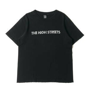 NUMBER (N)INE ナンバーナイン Tシャツ サイズ:4 05AW THS期 ダメージ加工 THE HIGH STREETS ロゴ クルーネック 半袖Tシャツ ブラック