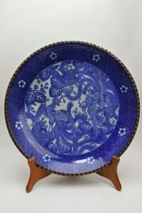 日本皇室コレクション　明治頃　天皇陛下菊の御紋、桐文いり大きい古飾り皿　骨董品